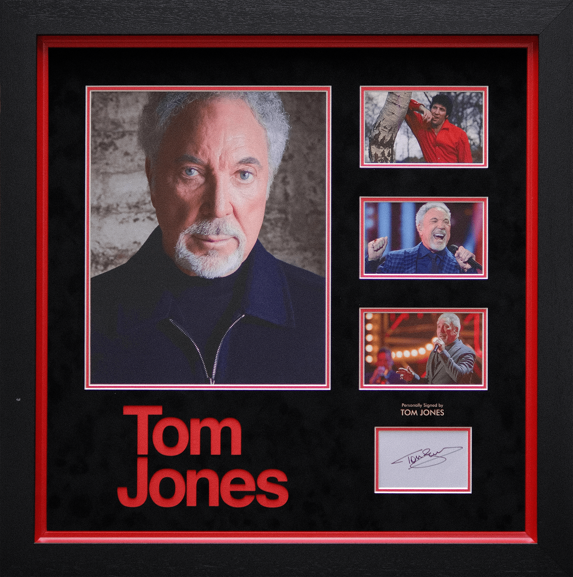 Tom Jones Signed Whitecard Framed Display - Memorabilia Framers Shop